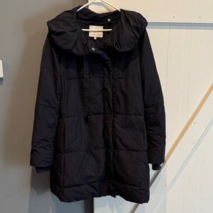 Lark & Ro Black Women's Puffer Coat, Size Large